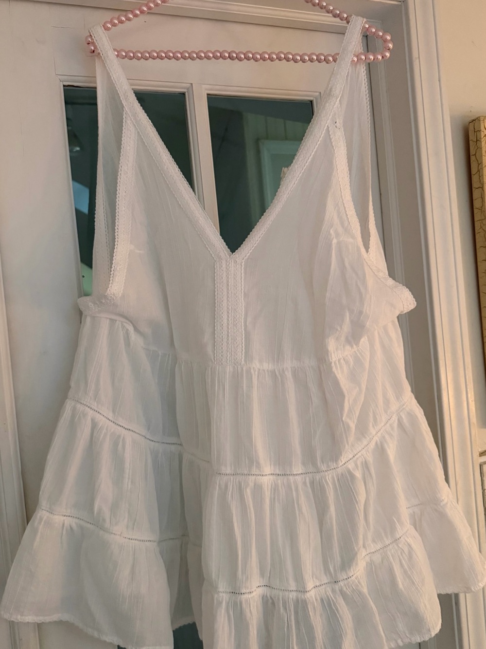 aerie White Lightweight Ruffle-Trim sleep slip